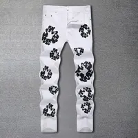 Hip Hop Floral Color Contrast Printed Jeans Men Washed Slim Fit Designer Jeans Pants Men Big Size Tropical Pattern Denim Jeans 1