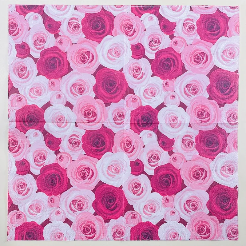 Printed Napkins Square Napkins Red Rose Pink Flower Tissue Paper Paper Napkins Tissue Paper Decoration