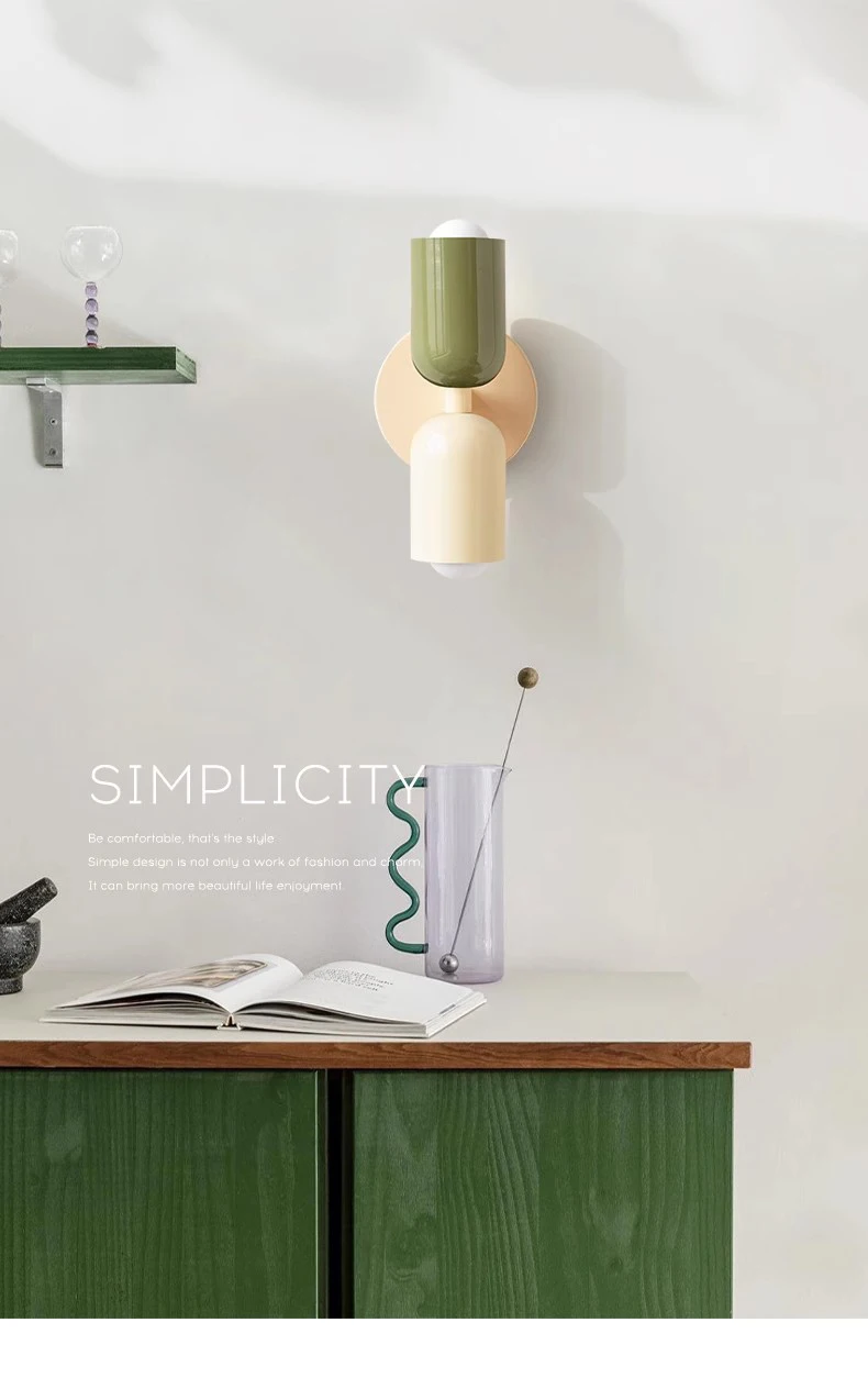 Description Picture 4 of itemModern simple capsule color combination wall lamp personality creative warm bedside wall lamp children's room bedside warm lamp