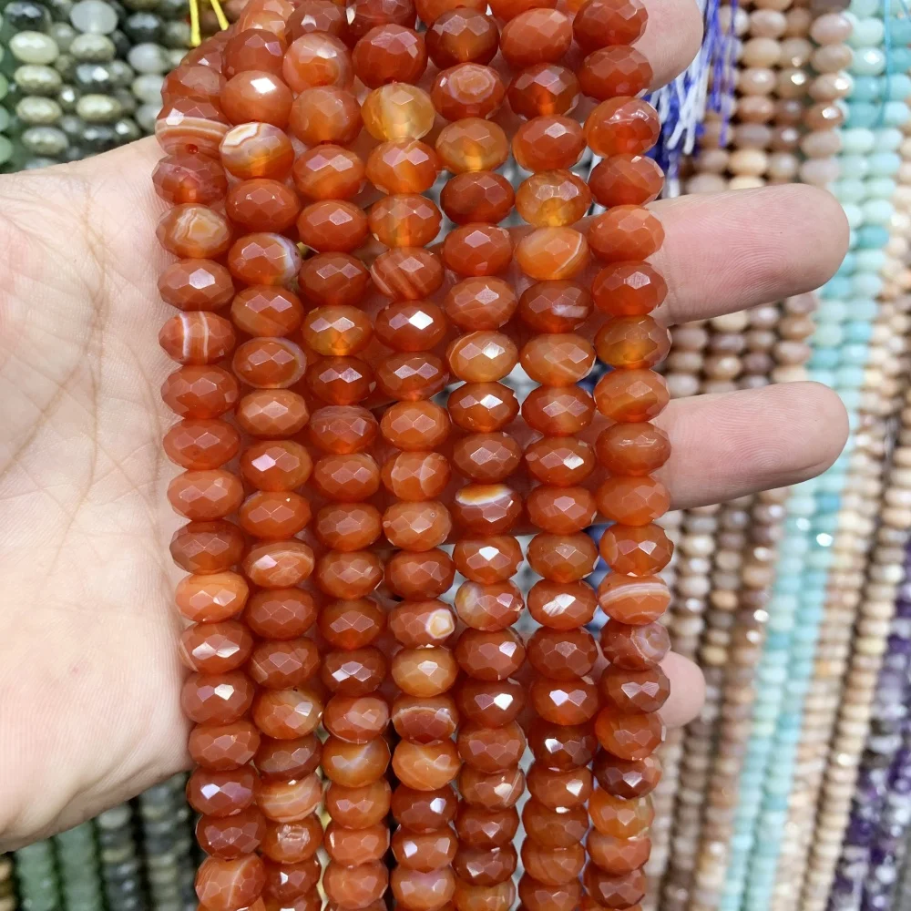 Facettierte Natursteinperlen 6x10mm Tigerauge Indischer Achat Schwarzer Haarquarz Zwischenperlen für Schmuckherstellung DIY Armband – Detail 2