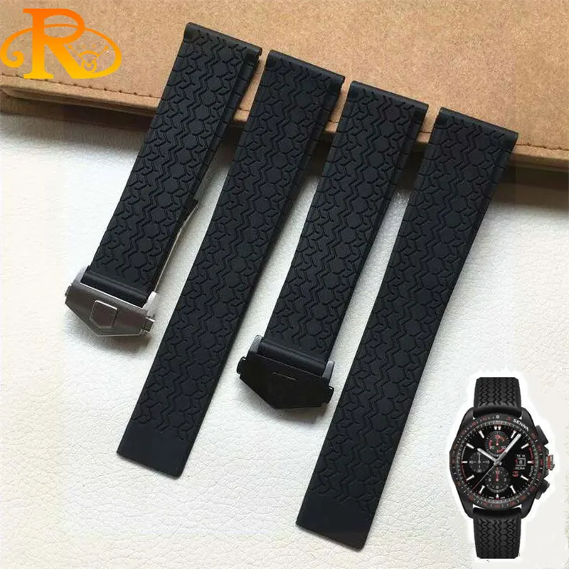 

Silicone rubber Black watchband 22mm watch belt For TAG strap CARRER F1 for Heuer band butterfly buckle DRIVE TIMER Watch bands