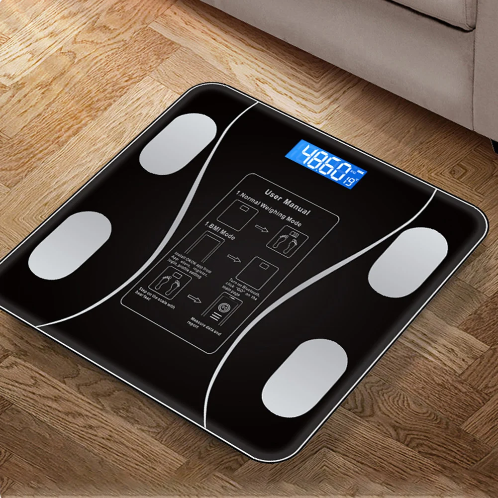 스마트 체지방 체중계 디지털 체중 체중계, LCD 화면, BT, USB 충전, 전자 체중, BMI 구성 분석기