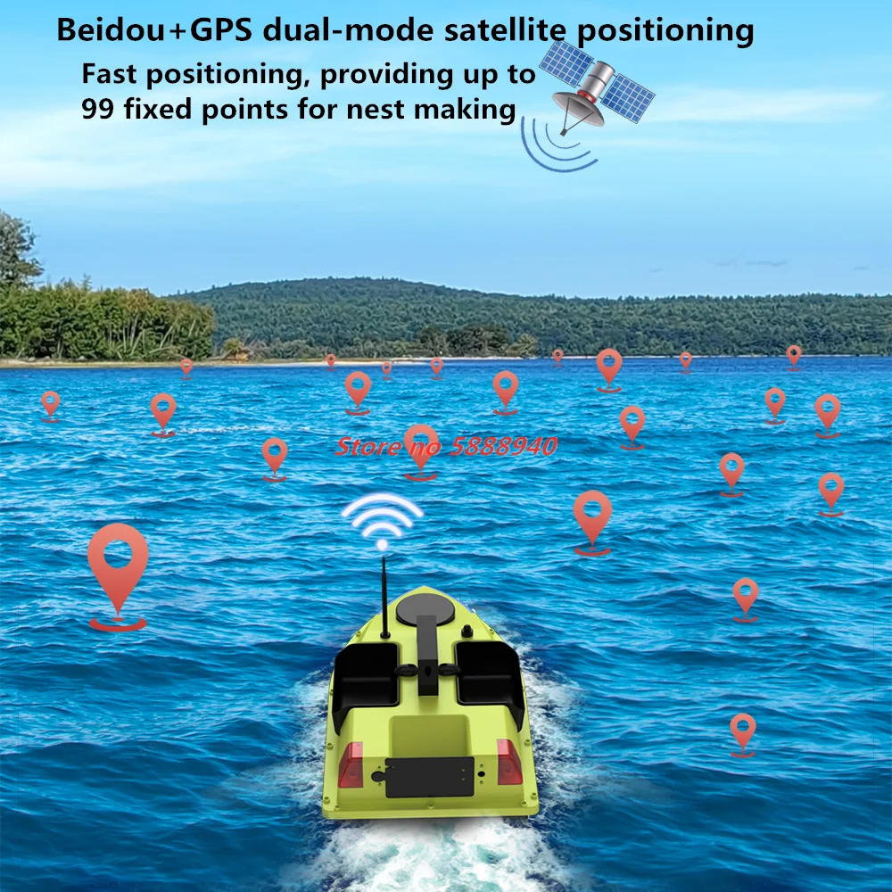 99 GPS Fishing Location RC Fishing Boat 2.4G 600M 3 Hopper Smart Speed Cruise Remote Control GPS Navigation Boat RC Nesting Boat 5