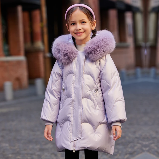 Manteau Enfant Garcon avec Capuche fausse fourrure Duvet de Canard