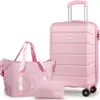 Carry-On Hand Suitcase Hard Shell Trolley, Lightweight Travel Cabin Luggage with Lock, 21 inch+Travel Duffels Bag & Toiletry Bag