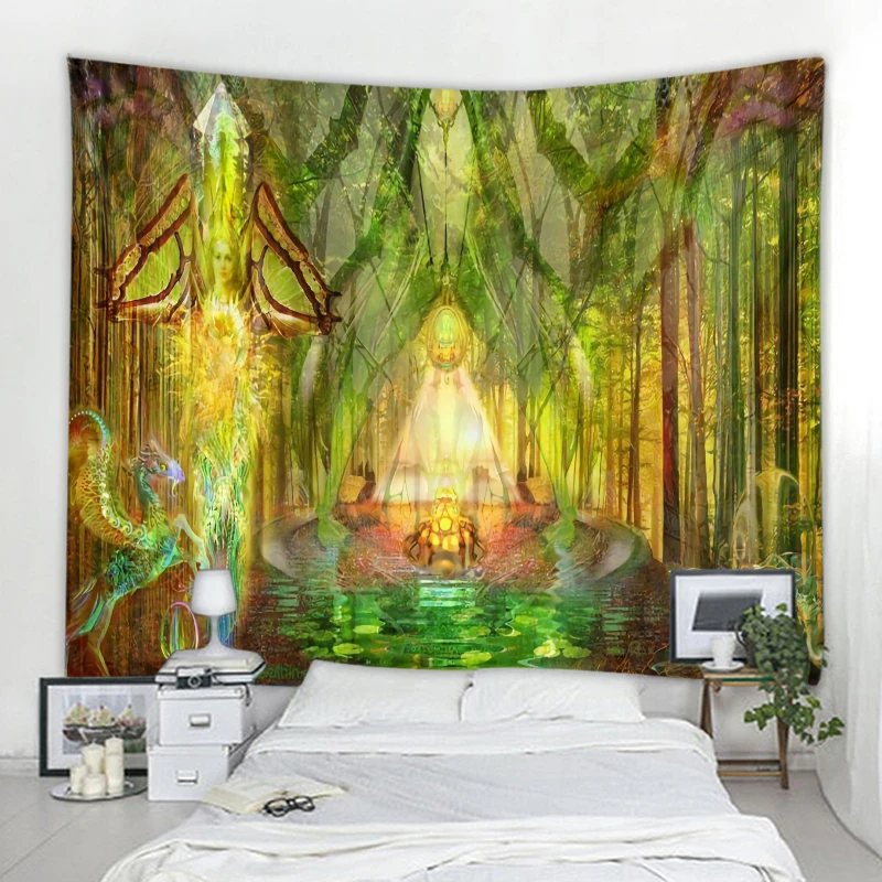 Tapestry Decor Forest life tree tapestry landscape wall hanging tapestry living room decoration lantern tree magic home decoration tap