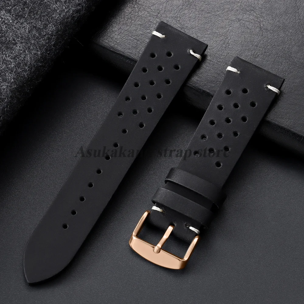 Vintage Cowhide Leather Watch Strap - Black Brown Universal Watchband