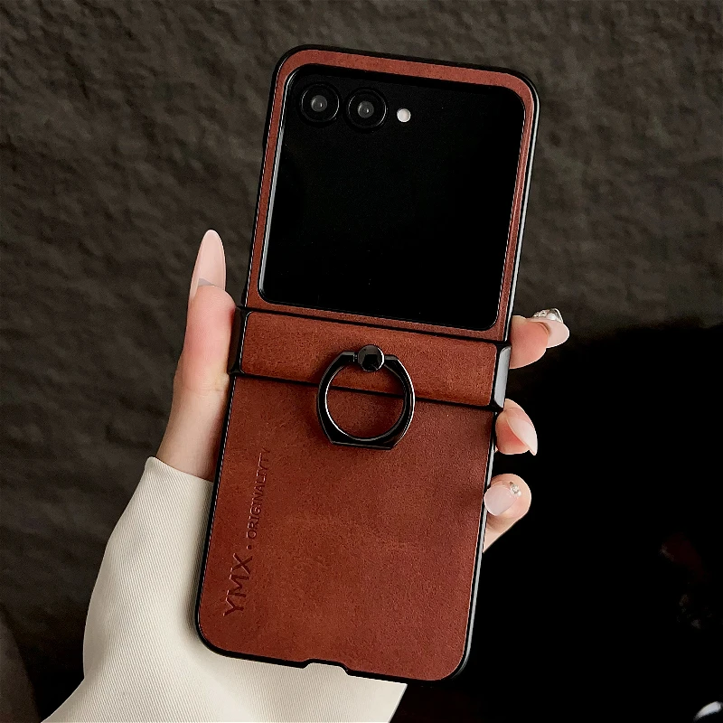Luxury Leather Ring Case: Premium Shockproof Cover with Plain Hinge Design