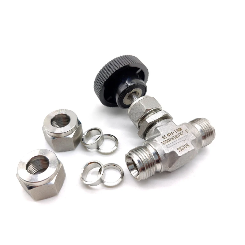 316L Edelstahl sterben schmieden Doppel Ferrule Nadelventil 6mm 8mm 10mm Instrument Luftquelle Rohr Durchflussregelventil – Detail 3
