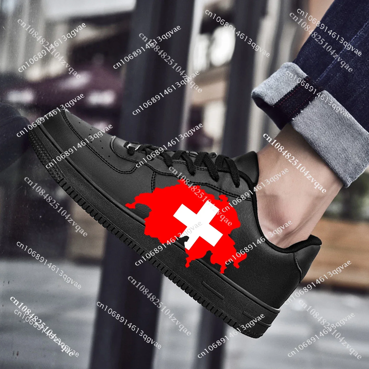 Swiss Flag AF Basketball Mens Womens Sports Running High Quality Flats Force Sneakers Lace Up Mesh Customized Made Shoe DIY