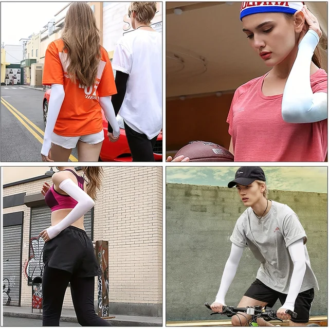 10Pair Cool Silk Fabric Arm Guards Breathable Sun Protection Sleeves for Unisex Outdoor Cycling Running Fishing and Driving Cool 2