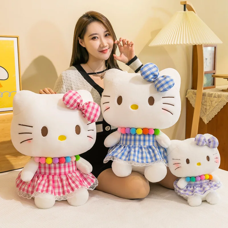 

New Sanrio Hello Kitty 30/40/60CM Cartoon Plush Kt Cat Doll Children's Gift Girl Doll Hello Kt Large Redeemable Doll Gift