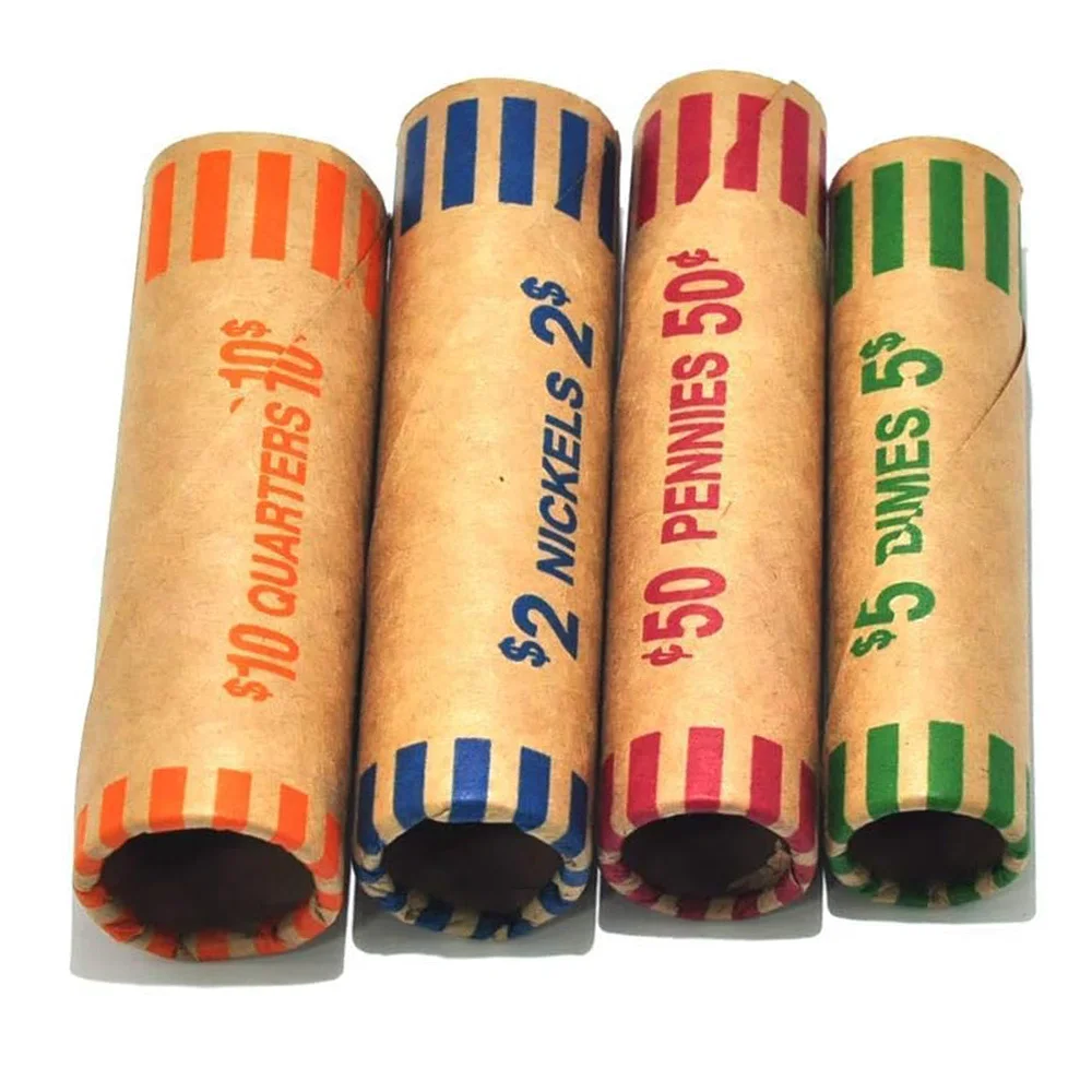 NATURALABEL Striped Coin Wrappers Rolls Penny/ Nickel/ Dime/ Quarter 64 Pieces