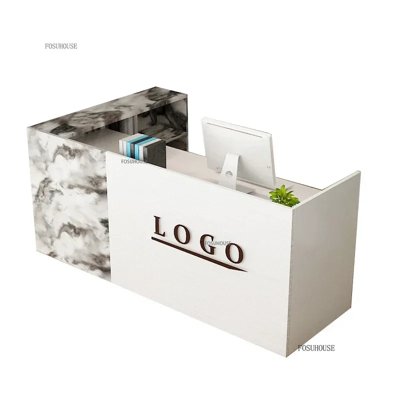Nordic Reception Desk Front Desk Simple Church Pulpit Podium Commercial Store Wood Cashier Desks Corner Office Furniture