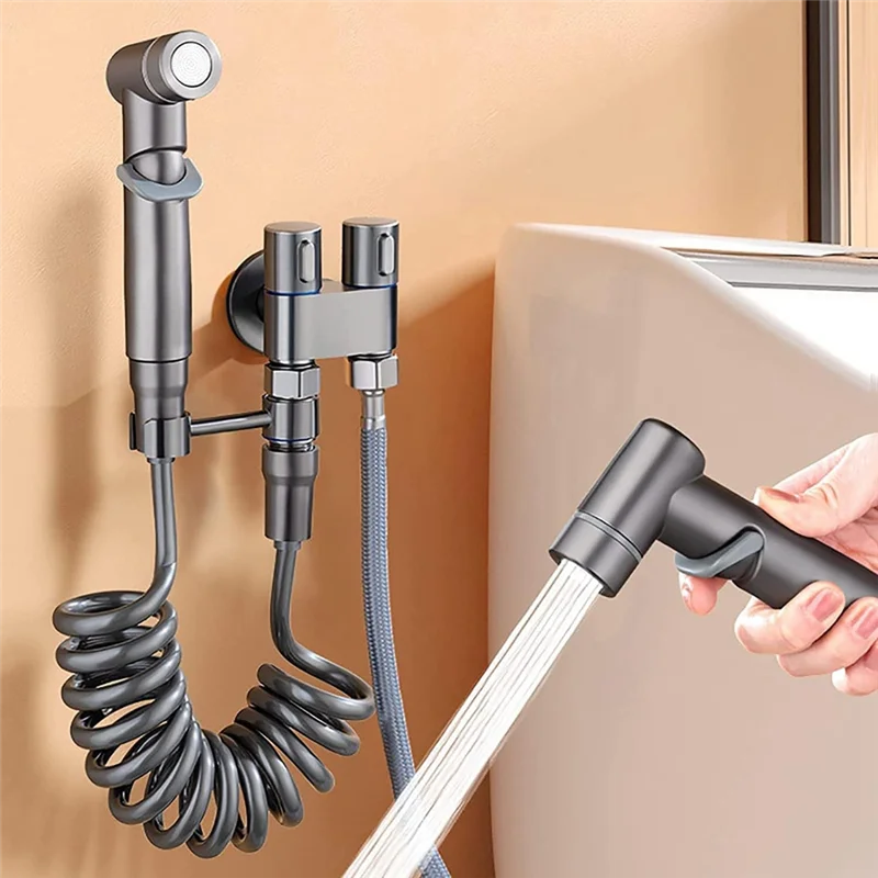 1-In-2-Out Dual Control Valve Mini Multi-Function Faucet Mini Shower Pressure Bathroom Faucet Kit for Bidet and Shower-C