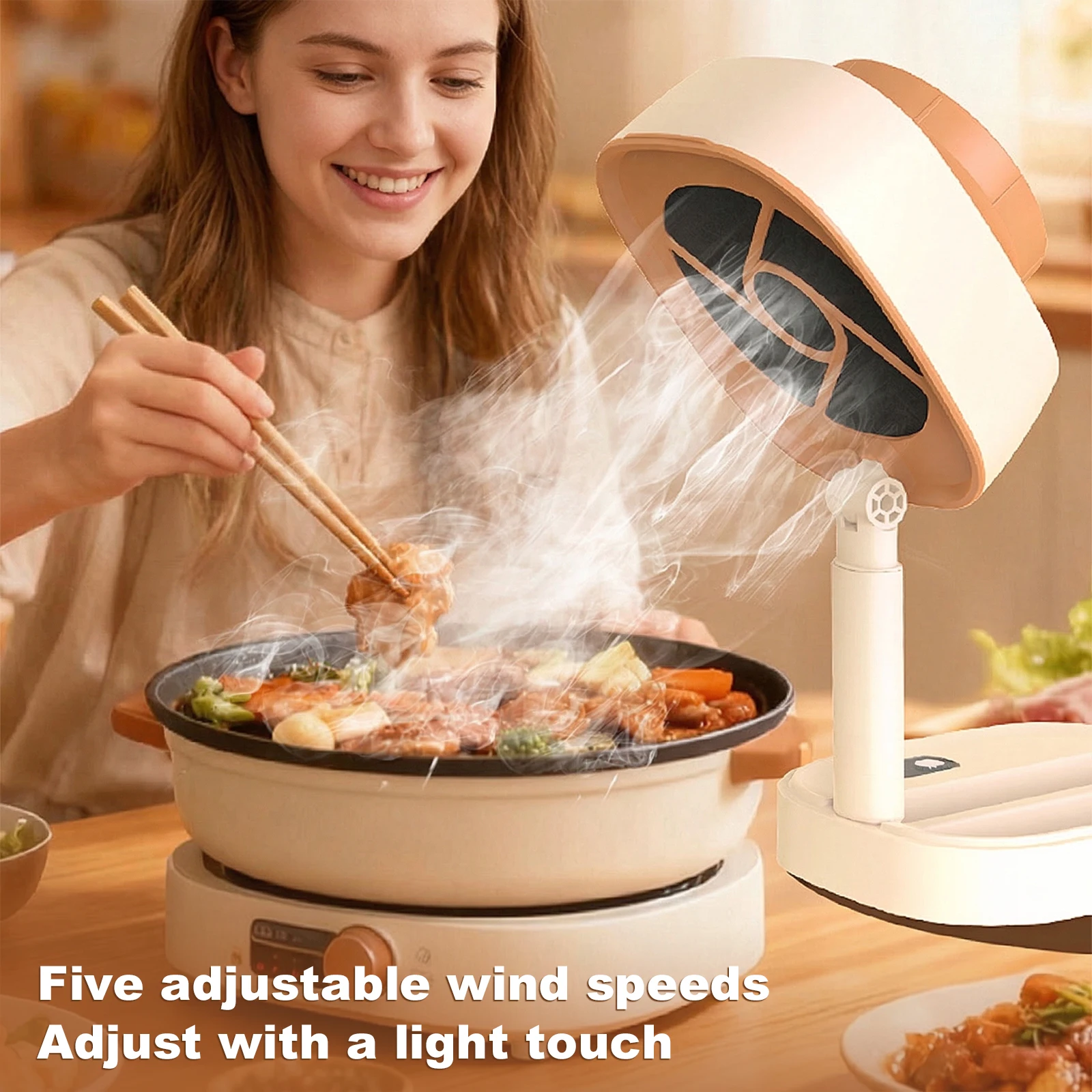 Desktop Range Hood Reusable Carbon Filter Portable Exhaust Fan 125° Adjustable Angle for Apartment Dorm RV Indoor BBQ & Hot Pot 2