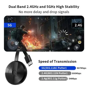 4K 5G/2.4G Screen Projector Mobile Phone Connected to TV Wireless HDMI Transmission to Computer Monitor 4K HD HDMI Media Player