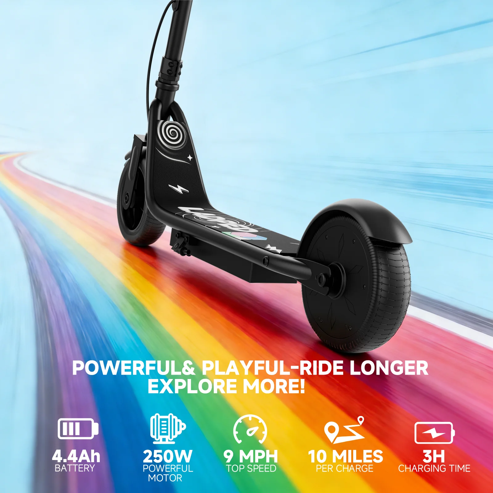 Electric Scooter for Kids – 250W Motor, 3/6/9MPH Three-Speed Modes, Up to 10-Mile Range & 6.5-Inch Tires for Safe Fun Riding 2