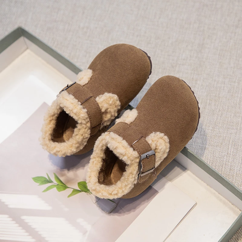 Winter Kids Suede Leather Walking Shoes