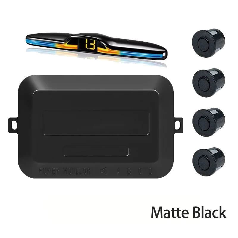 New LED Parking Sensor System Backlight Parktronic Monitor Display Kit Backup Detector Assistant 4 Probes