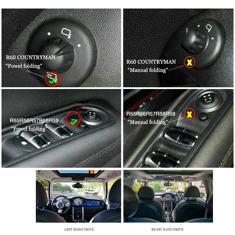 GSRECY Buitendeur Side Wing Mirror Cover Shell Cap Compatibel met Mini R55 R56 R57 R58 R59 R61, Handmatige Vouw Spiegel (Glans Zwart, Paar GSRECY Buitendeur Side Wing Mirror Cover Shell Cap Compatibel met Mini R55 R56 R57 R58 R59 R61, Handmatige Vouw Spiegel (Glans Zwart, Paar