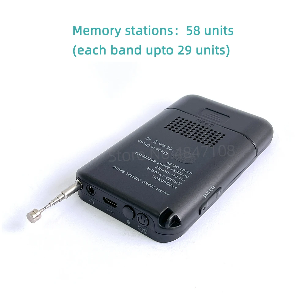 Portátil Mini fm e Rádio am Receptor Digital Tela Lcd Alta Sensibilidade com Alto-falante Antena Telescópica Passo 10khz - Image 6