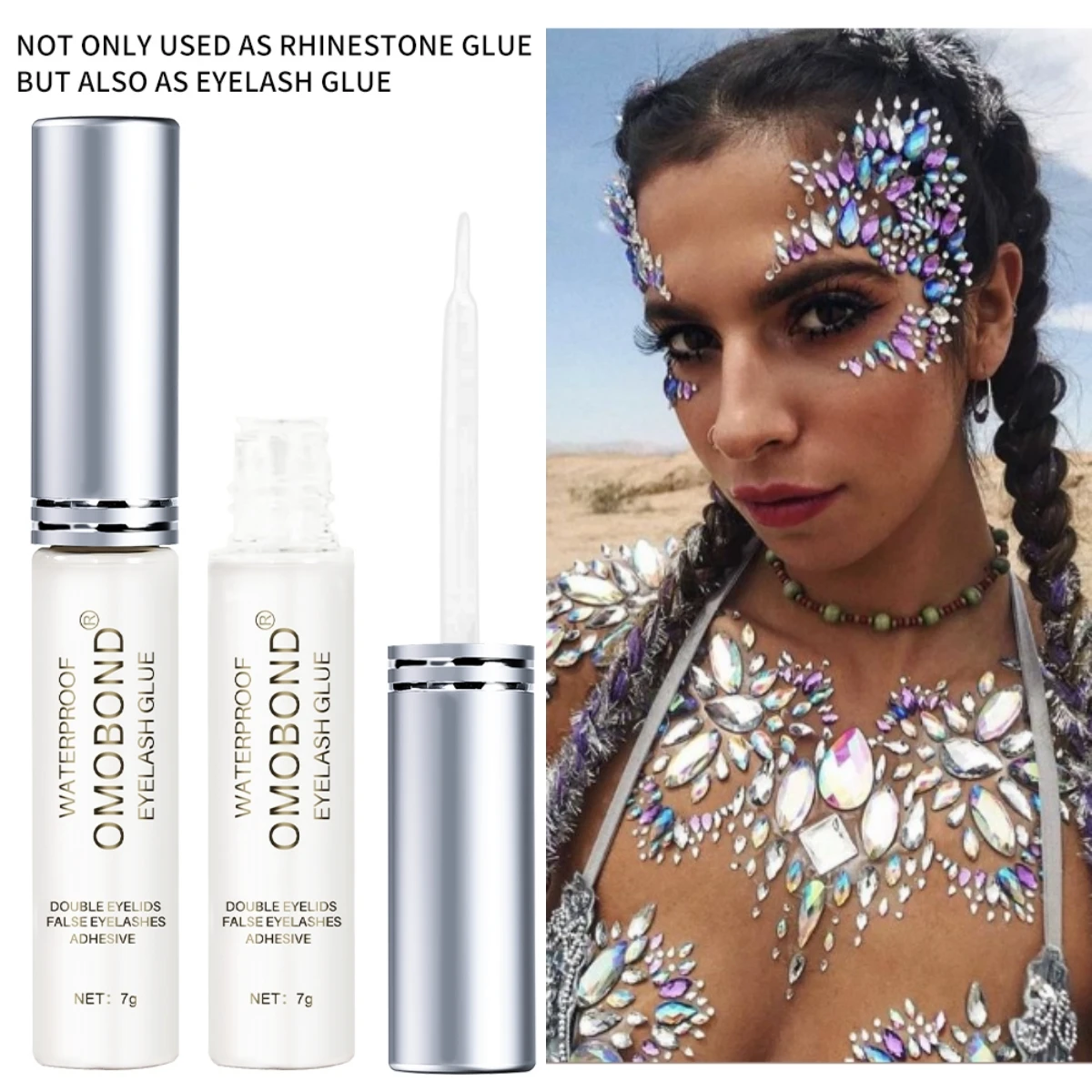 7g No Irritation Nail Art Rhinestone Glue for Face/Body/Eyelash Quick Dry Long-lasting Waterproof Beauty Adhesive Makeup Tools * 3