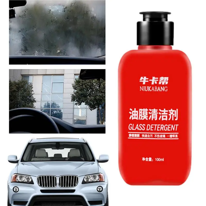 

Car Glass Oil Film Cleaner 100ml Auto Glass Cleaner For Remove Oil Film Gentle Cleaning Liquid For Water Stains Stickers