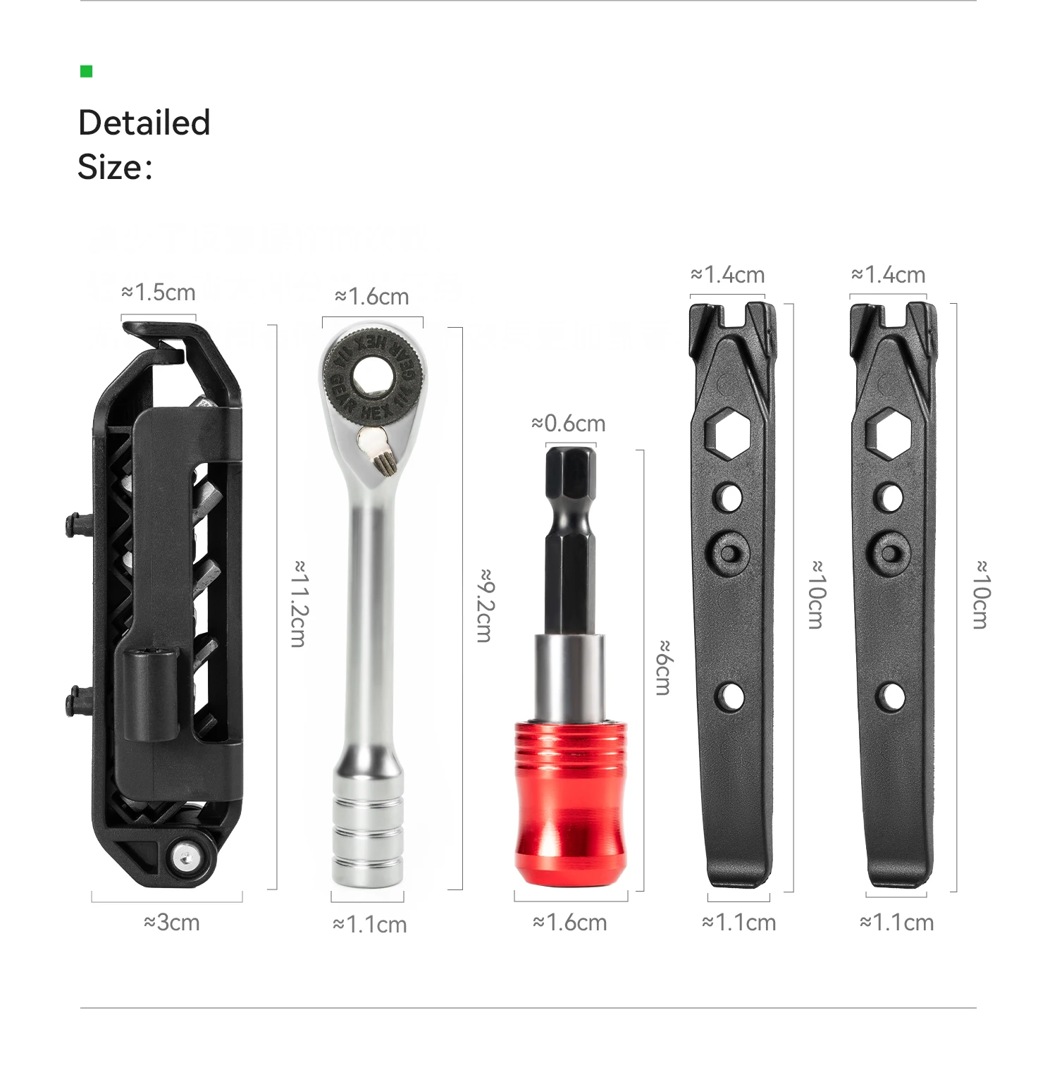 ROCKBROS Fahrrad-Reparatur-Werkzeug-Set leicht tragbar Ratschenschlüssel Schraubendreher Fahrradreifenheber Fahrrad-Wartungswerkzeug-Set – Detail 4