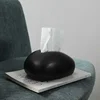 Nordic Tissue Box,Black Ceramic Paper Storage Case,Bedroom Living Room Decor,Napkin Holder，Minimalist style, Korean 1