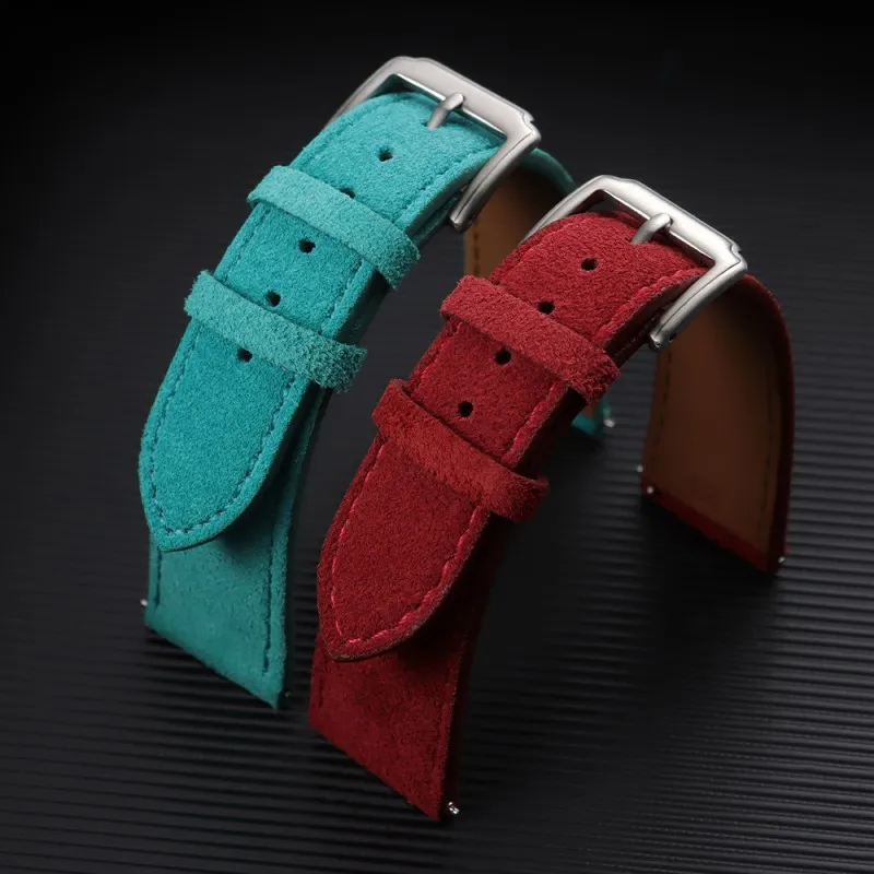 Universal Vintage Suede Leather Watch Strap with Quick Release and Tool
