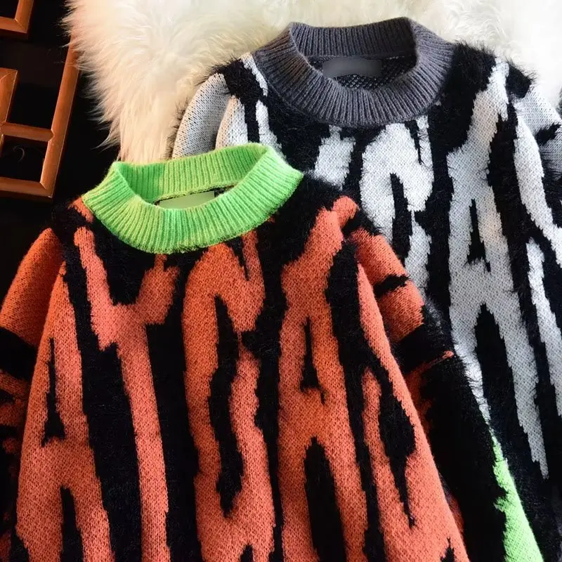 

Women Sweater Streetwear Letter Knitted Sweater Women Harajuku Pullover Casual Cotton Knitwear Hip Hop Hipster Clothing Streetwe