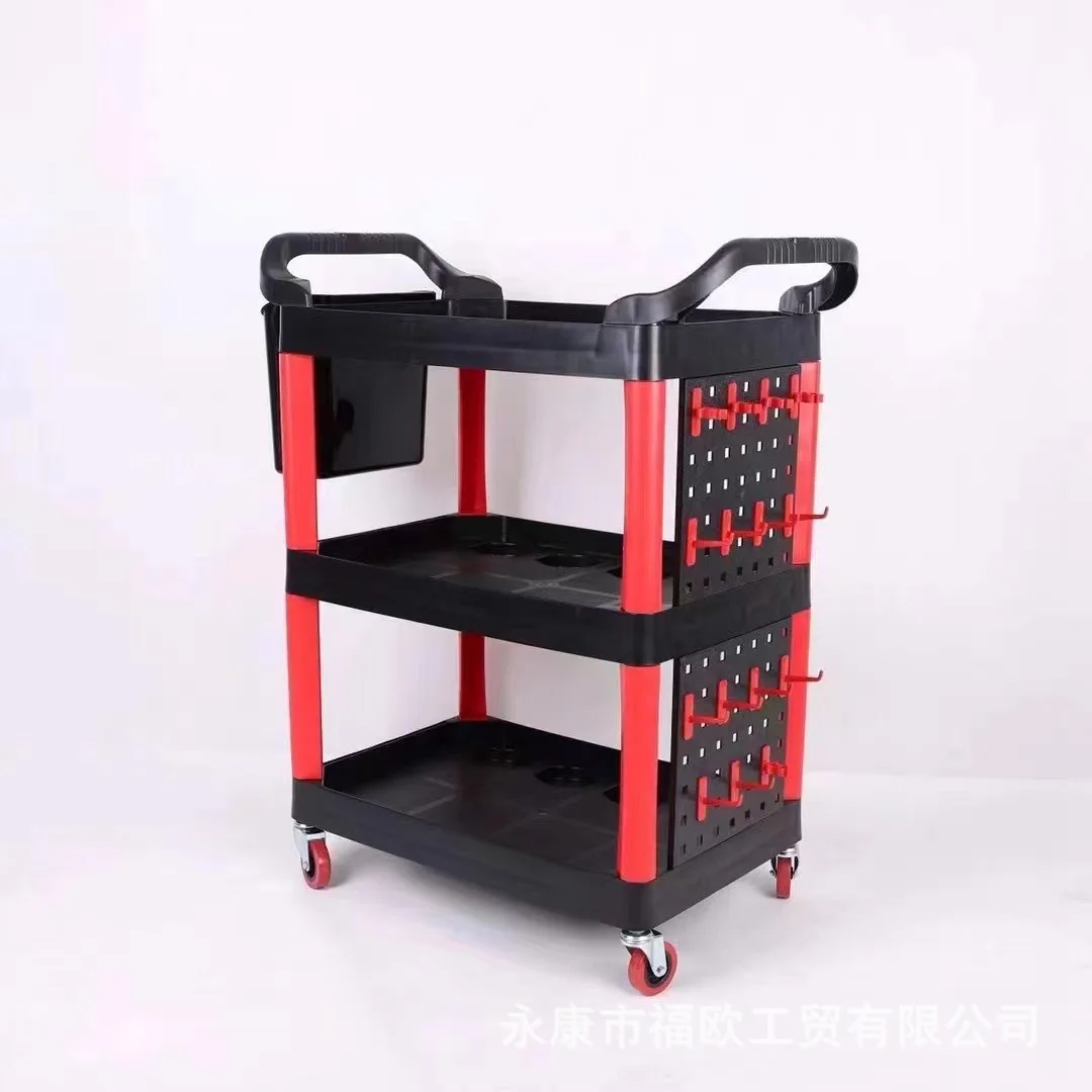 세차장 자동차 뷰티 도구, 특수 다기능 플라스틱 3 층 모바일 스토리지 트롤리 선반, 도구 상자