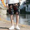 2023 Summer New Boutique Flower Cotton Linen Men's Casual Beach Shorts Men's Comfortable Breathable Leisure Shorts Male 3