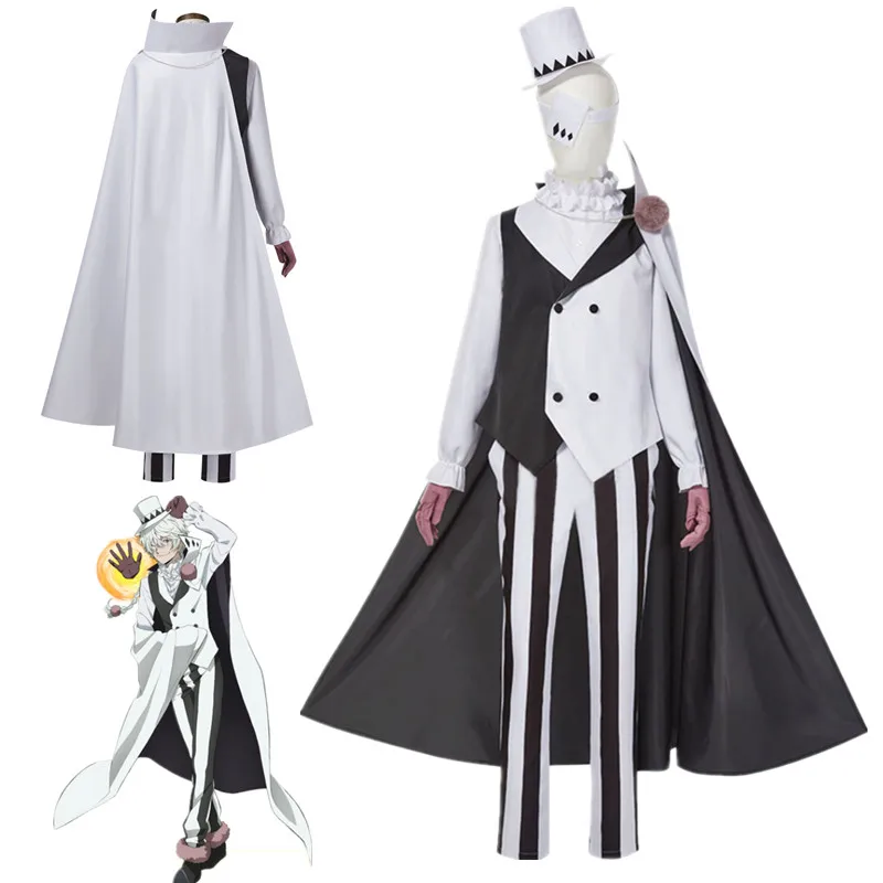 

Bungo Stray Dogs Nikolai Gogol Cosplay Costume Anime Suit Cloak White Black Uniform Halloween Christmas Clothes Season 4