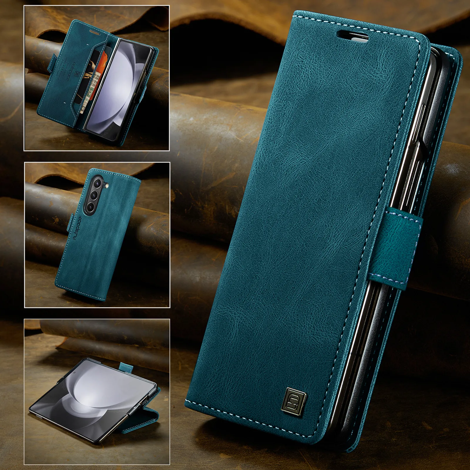 Custodia Tascabile Per Scheda Di Protezione Anticaduta Per Samsung Galaxy Z Fold4 Fold5 Fold5 Fold5 5G Accessori Per Cellulari In Pelle Funda