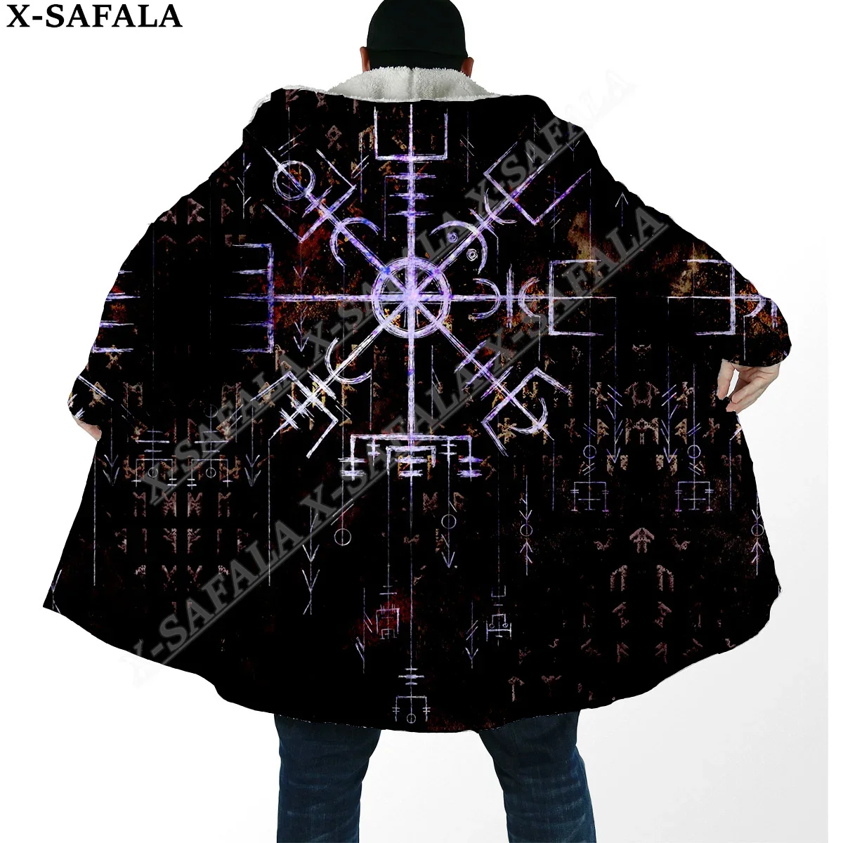 

Symbol Viking Tattoo Raven Odin Overcoat Coat 3D Print Thick Warm Hooded Cloak Men Windproof Fleece Unisex Casual-26