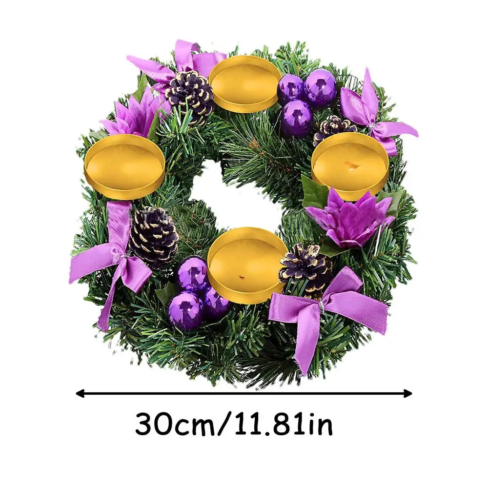 thumbnail image 1 of Christmas Candle Rings Centerpiece Decoration Candle Candle Holder Advent Wreath for Wedding Party New Year Xmas Ornaments, 1 of 5