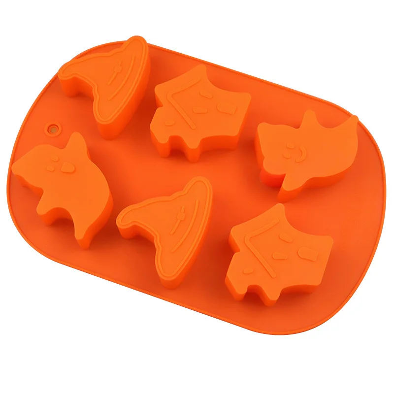Stampo Per Torta In Silicone Di Halloween A 6 Fori - Pipistrello, Zucca, Teschio E Fantasma - Per Cioccolato, Dessert E Candele, 23x16,5 Cm - 3
