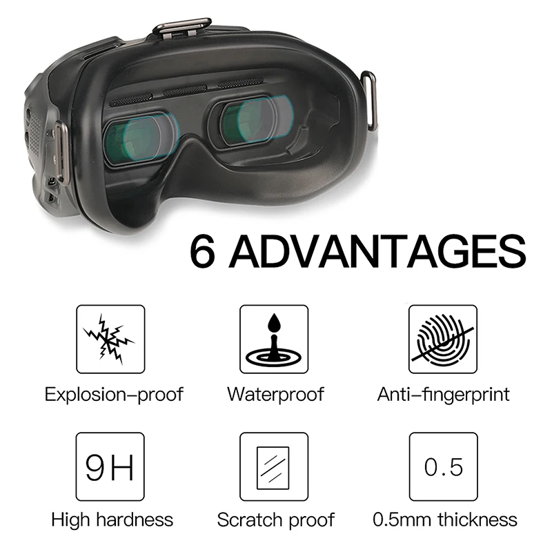 Film protecteur en verre trempé pour DJI FPV V2, prêt à être installé sur l'écran.