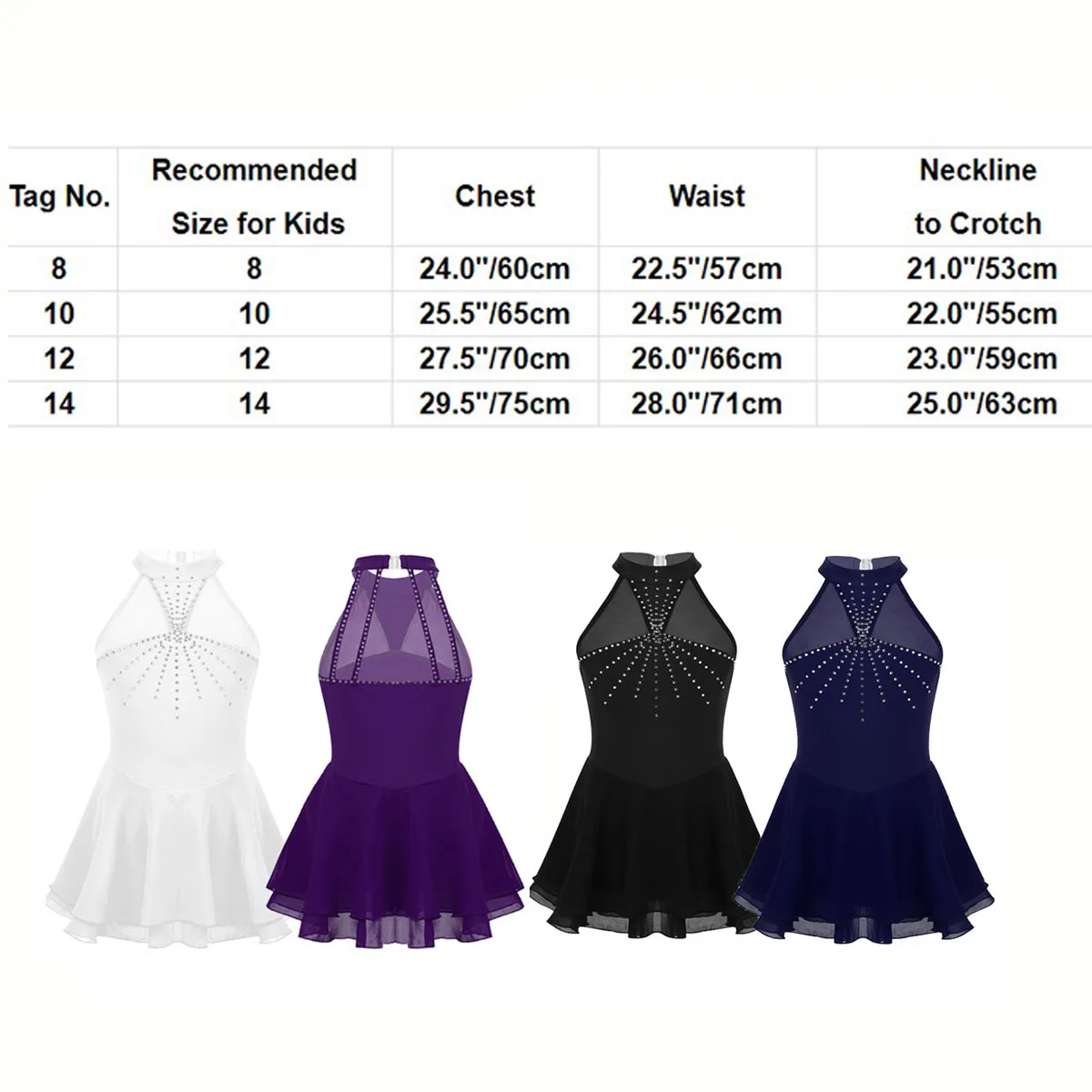 Kids Dancewear Sleeveless Shiny Rhinestones Mesh Splice Gymnastics Leotard Girls Ballet Figure Skating Dress Performance Costume