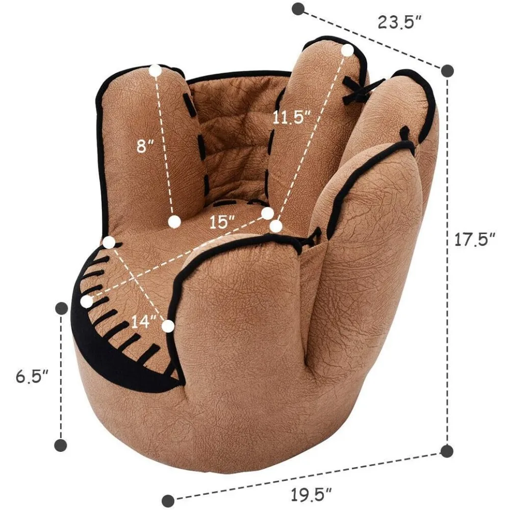 Kids Couch with Solid Wood Frame & Baseball Glove Design, Children Armchair for Play Room, Nursery, Kindergarten, Kids Room 3