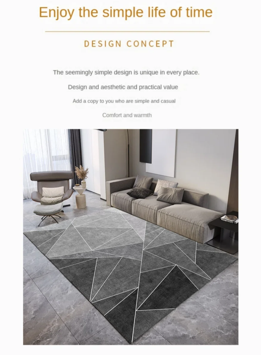 Description Picture 3 of itemVIKAMA40*60CM Grey Geometric Living Room Autumn Winter Tea Table Home Carpet Office Modern Simple Bedroom Hotel Carpet Floor Mat