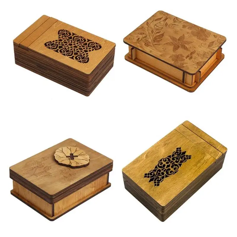 Dest Novelty Challenging Magic Wooden Secret Box Puzzle IQ Logic Brain Teasers Wood Puzzles Game Gift for Adults
