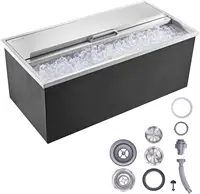Drop in Ice Chest, 36"L x 18"W x 14"H Stainless Steel Ice Cooler, Commercial Ice Bin with Sliding Cover, 40.9 qt Outdoor Kitchen 1