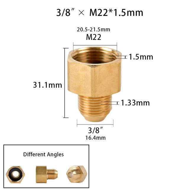 Sárgaréz 3/8 "1/2" M14 M18 M22 Szál Csatlakozó Hím Női Adapter A Nagynyomású Mosófegyverhez És Tömlőhöz Kölcsönös Csatlakozóhoz - Image 3