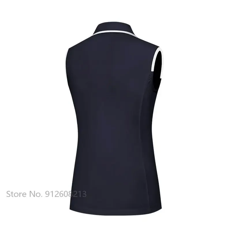 PGM Summer Women Slim Golf T-shirts Quick-dry Sleeveless Golf Vest Female V-neck Tank Tops Breathable Casual Sportswear S-XL