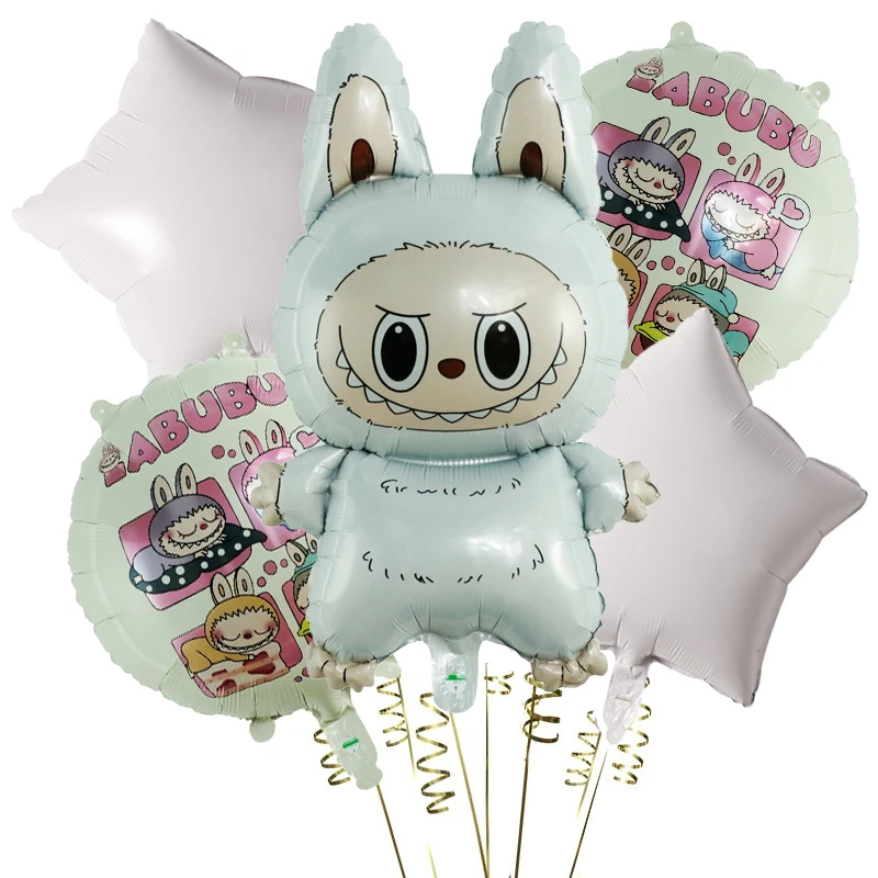 5Pcs Labubu Bubble Mart Foil Balloon Set – Cute Cartoon Party Decorations for Baby Showers & First Birthdays 3