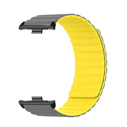 Magnetic Loop Silicone Strap Replacement Bracelet for Redmi Watch 5 4 (Gray yellow)