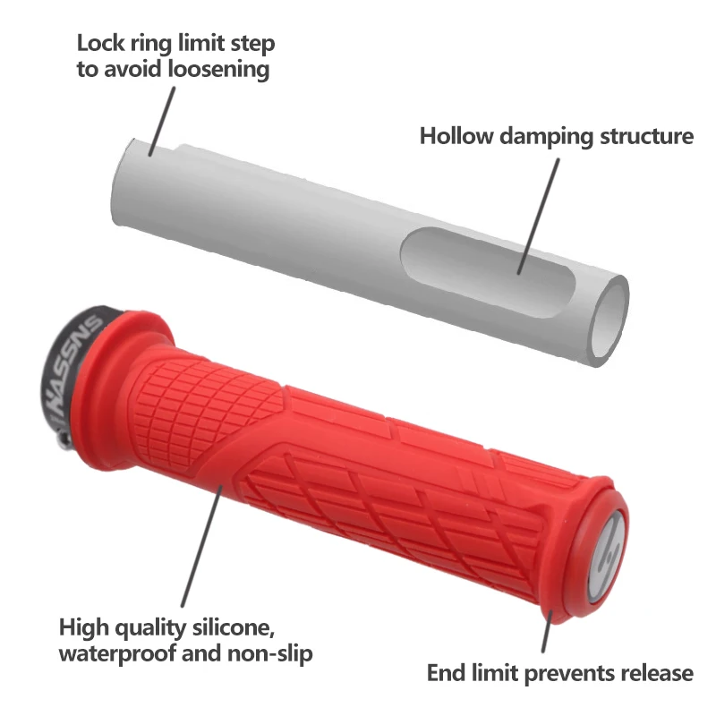 HASSNS Mtb Grips Bicycle Cuffs Mountain Bike Handles Handlebar Cover Ergonomic Lock On Grips Silicone Handle For Cycling Cuffs
